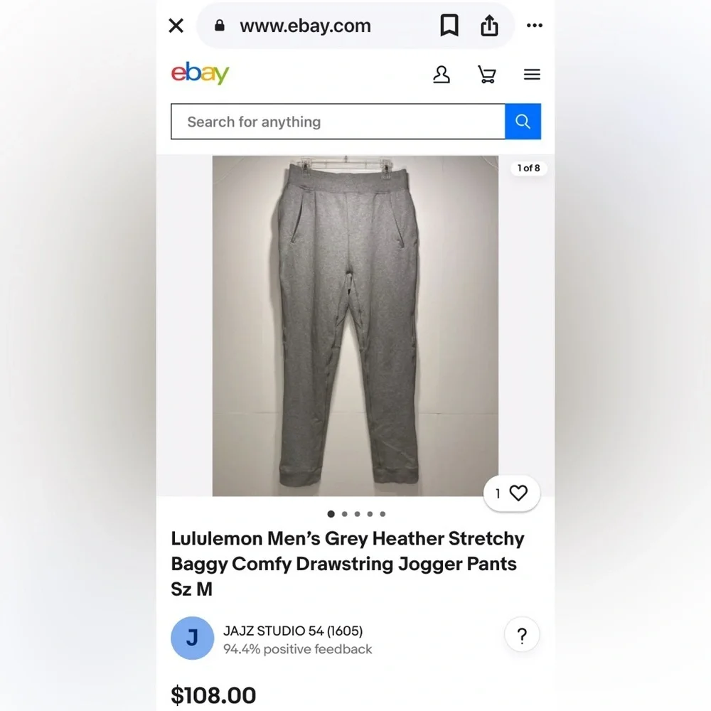 Lululemon Athletica Men's Heather Gray Joggers w/Pockets Size-Large EUC